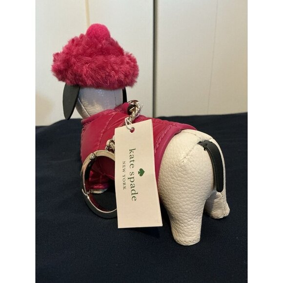 Kate Spade Novelty Festive Pink Claude Dachshund Dog Key Fob Bag Charm K9252 NWT - Picture 7 of 9